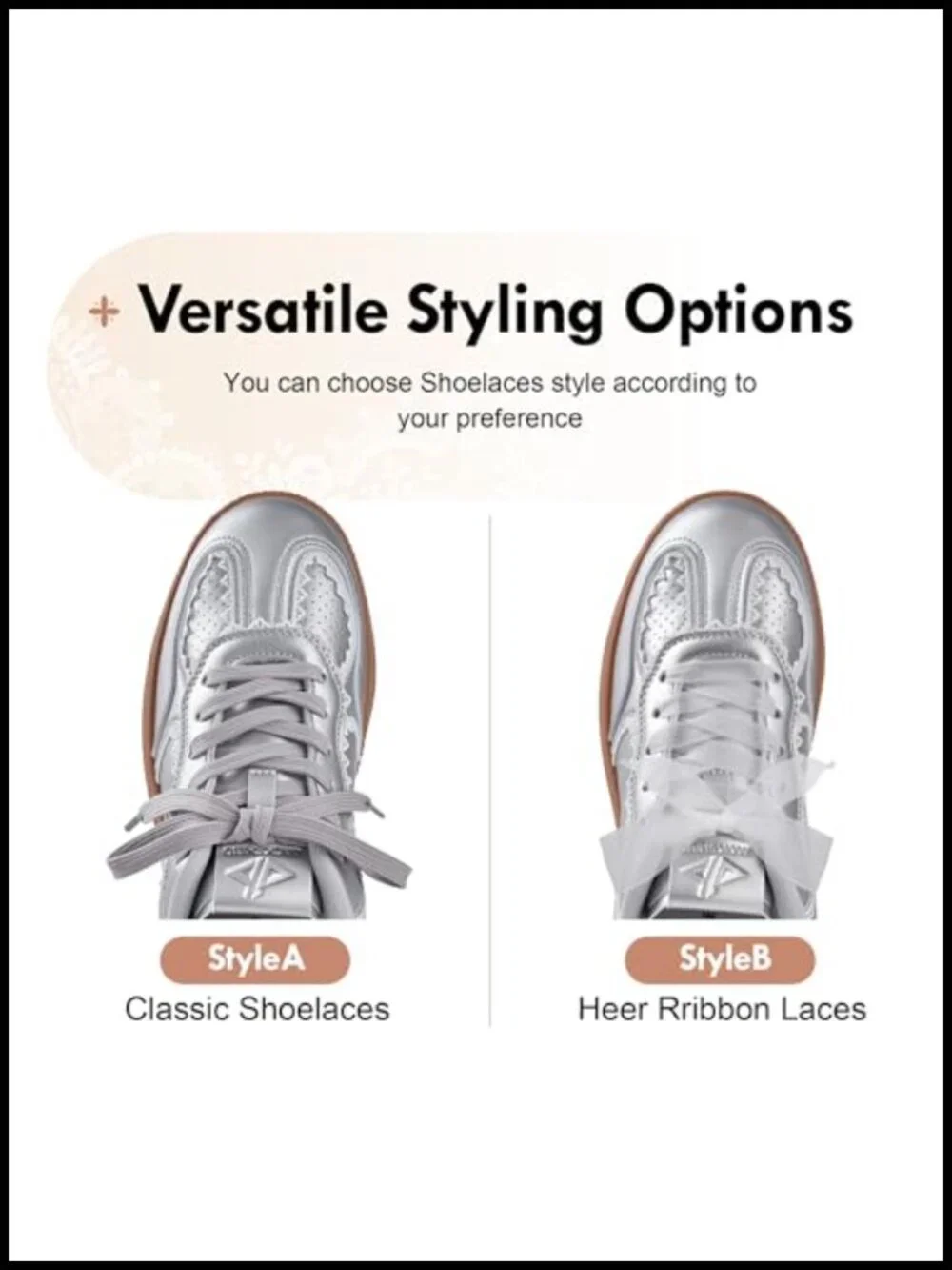 Ribbon Lace-Up Fashion Sneakers Arch Support Tennis Walking Shoes